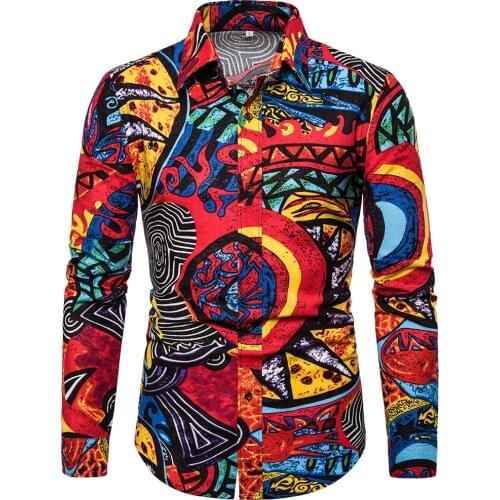 Vintage Paisley Print Shirt Men Camisa Masculina 2019 Brand Long Sleeve Mens Dress Shirts Slim Fit Hawaiian Shirt Chemise Homme