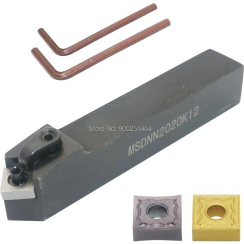 External Turning Tool,CNC Lathe Tool Holder,MSDNN2020K12 (20mm), with 2pcs Square Indexable Carbide Inserts SNMG120404 (SNMG431)