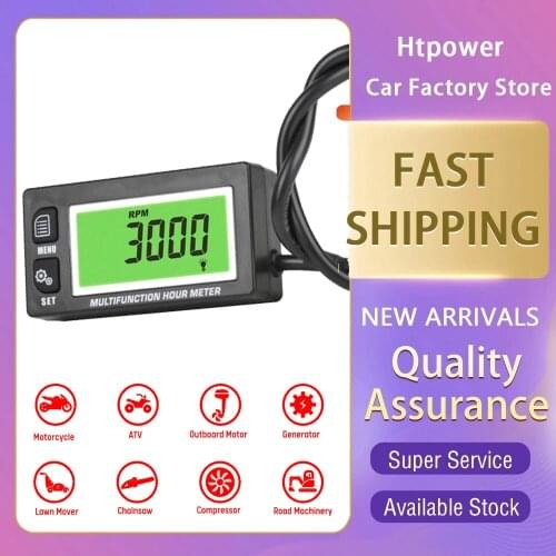 Waterproof Multifunction Hour Meter Tachometer Voltmeter for Gas Petrol Engine Motocross Clock 2&4 Stroke Outboard Lawn Mower