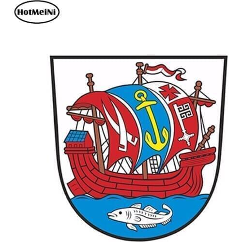 HotMeiNi 13cm X 12.2cm Car Styling Waterproof Sticker Bremerhaven Coat Of Arms for Locker Door Book Tool Box Funny Car Sticker