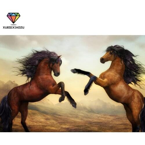 XUEQIXIAOZU 5D DIY Diamond Painting Horse Pentium Picture Full Round Diamond Mosaic Rhinestone Kit Home Decoration Gift CD160