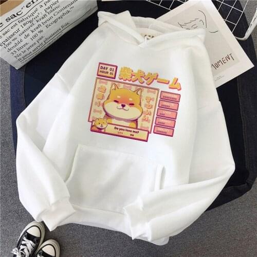 Cute Korean Style Autumn Winter Funny 90s Shiba Inu Hoodie Harajuku Hoodies Women Ullzang Kawaii Sweatshirt Hoody Female Girls
