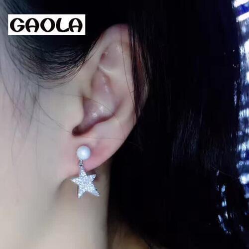GAOLA High Quality Cubic Zirconia Star Imitation Pearls Stud Earrings For Women Jewelry GLE5516Y