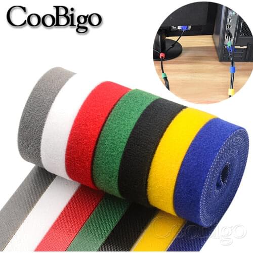 1 Meters Width 10mm Colorful velcros Tape Winder cable ties Wire Clip Fastener Reusable Nylon Straps for Desktop Management