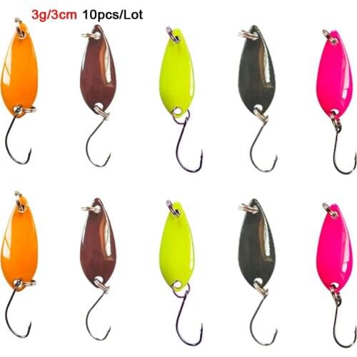 10pcs/Lot Colorful 3g Spoon Makou Metal Sequins Fishing Lure Artificial Trout Hard Baits Lures Mixed Color Fishing Accessories