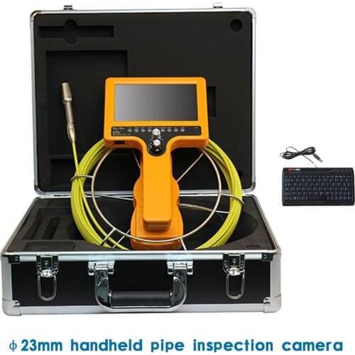 23mm Camera 7 Inch Monitor Sewer Pipe Wall Inspection System 5mm Fiberglass Cable With DVR Meter Counter Keyboard