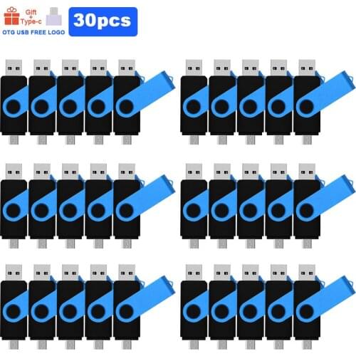 30pcs/lot New OTG USB Flash Drive 128GB 64GB 32GB 16GB for Android Tablet PC USB 2.0 Pendrive High Speed Pen Drive Usb free logo