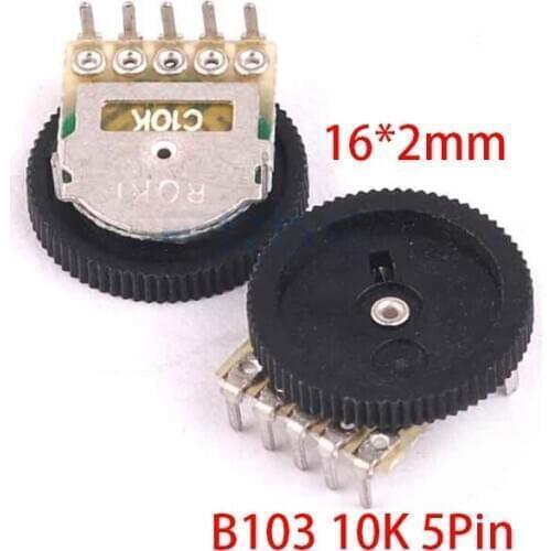 5pcs Double Gear tuning potentiometer B103 10K 5Pin 16*2mm Dial Potentiometer