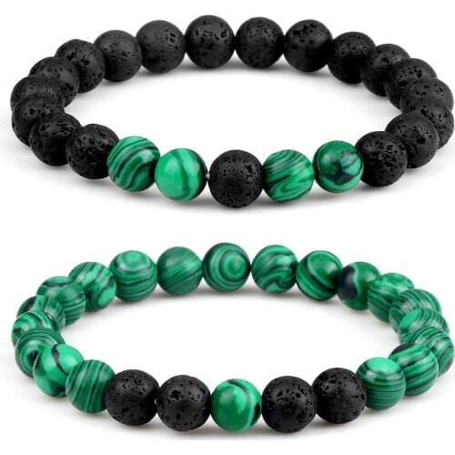 8mm Natural Black Lava Stone Bracelets Charm Couples Distance Yin Yang Yoga Beaded Bracelet & Bangles for Men Women Yoga Jewelry