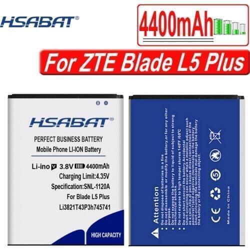 HSABAT Li3821T43P3h745741 4400mAh battery For ZTE Blade L5 Plus battery + tracking number