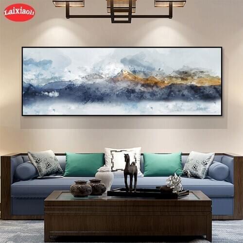 Diamond Embroidery Abstract art, golden gray mountain landscape Picture Of Rhinestones Diamond Painting Full drill Mosaic