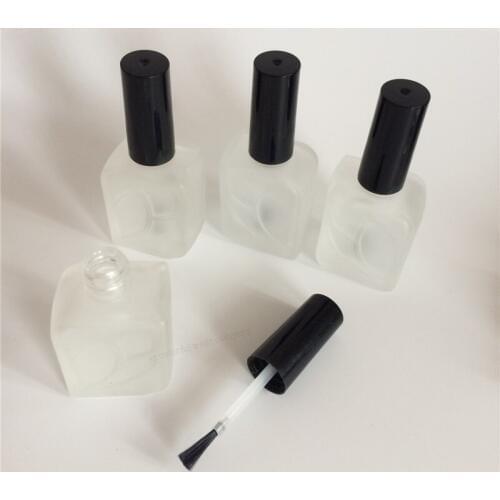 DHL Free 100pcs/lot 15ml/cc Nail Glass Bottle with Brush Glass Nail Polish Bottle Frosted Polish Empty Cosmetic Containers
