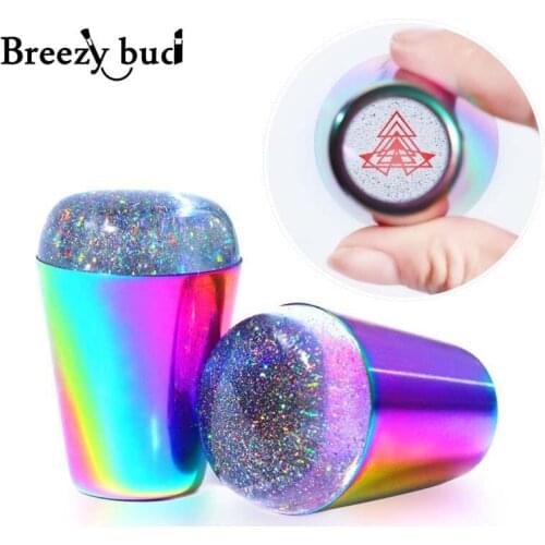 Shiny Silicone Nail Stamper for French Tips Aurora Handle Nail Seal Stamp Nail Polish Print Transfer Stamper Nail Art Template