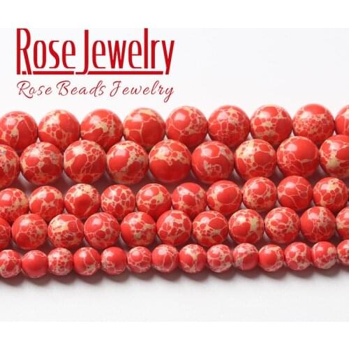 Natural Orange Sea Sediment Jaspers Beads For Jewelry Making Turquoises Round Loose Beads DIY Bracelet 4 6 8 10 12MM 15" Strand