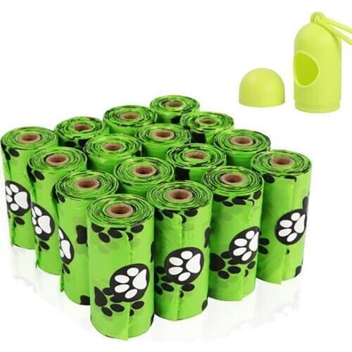 Pet Garbage Case Dog Poop Bag Cat Waste Bags Degradable 16roll Holder Dispenser Pets Products Biodegradable Doggy Pouch