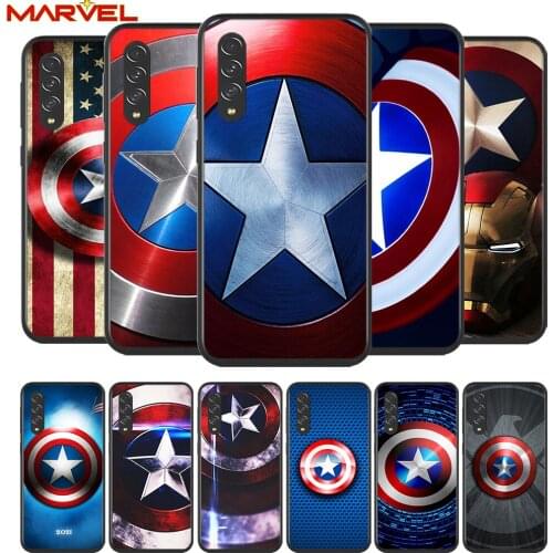 Captain America shield Marvel for Samsung Galaxy A90 A80 A70 A60 A50 A40 A20 A2Core A10 M31 M21 M60 M40 M30 Black Phone Case