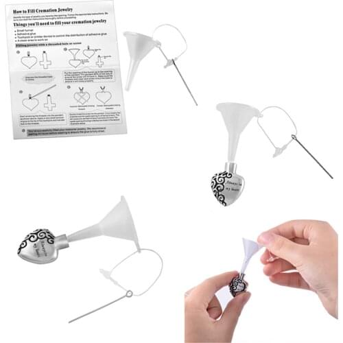 Ijf0968 5pcs/Lot Cremation Jewelry plastic small funnel and instructions for use (About how to fill the Pendant)