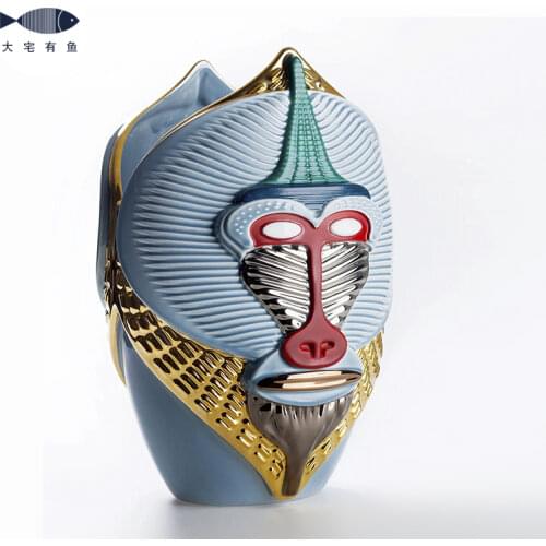 Nordic Ceramic Vase Monkey Creative Large Flower Vase Modern Luxury Designer Table Living Room Decoration Vases Abstract Gift