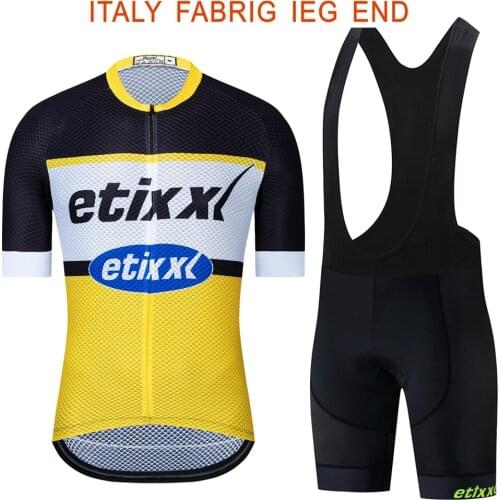 Etixxl 2021 Men Summer Cycling Set Team Short Sleeve Jersey Wear High Density Sponge Pad MTB Clothes Kit Bike Clothing Road Suit