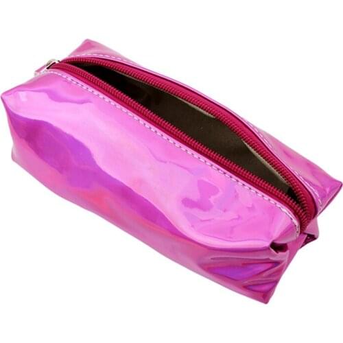 Make Up Bag Cosmetic Laser Wash Solid Color Women Lady Zipper Travel Package Pillow Polyester Casual China