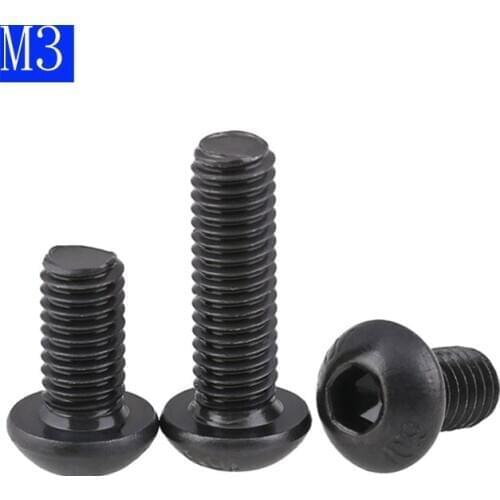 M3 - 0.5 black 10.9 Alloy Steel Button Head Hex Bolts Hexagon Socket Screws ISO 7380 DIN 7380