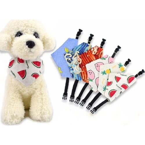 Cute Adjustable Small Dog Collar Puppy Pet Slobber Towel Cat Bandana Bibs Collar Fruit Print Scarf Design Dog Collar Neckerchief