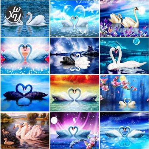 Full Drill Painting Kits Swan Round Square Rhinestones Stitch Embroidery Animals Diamond Art Mosaic Accessories for Family Decor