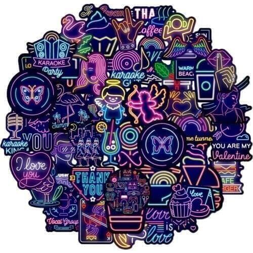 10 styles Cool Neon Cupid Stickers Bicycle Phone Suitcase Guitar Bumper Skateboard Backpack naklejki Graffiti Waterproof Sticker