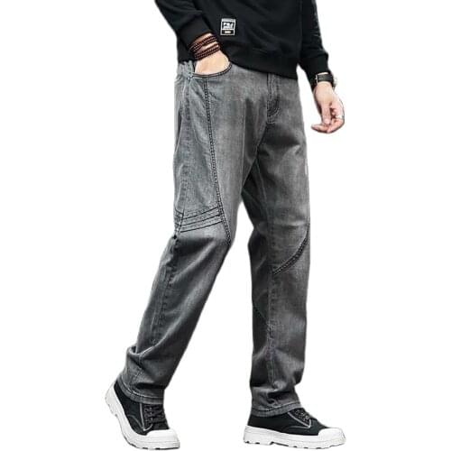 New Fashion Jeans Men Casual Plus Size Denim Pants Streetwear Trousers Harem Gray Jeans Male Clothing