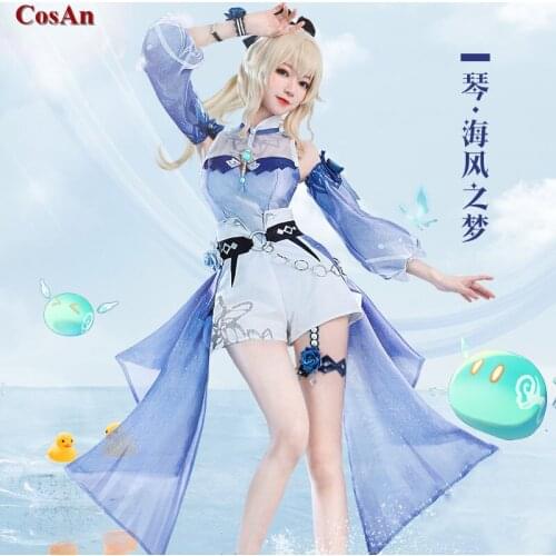 New Game Genshin Impact Jean Cosplay Costume Dream Of Sea Breeze Sweet Cute Swimsuit Female Activity Party Role Play Clothing