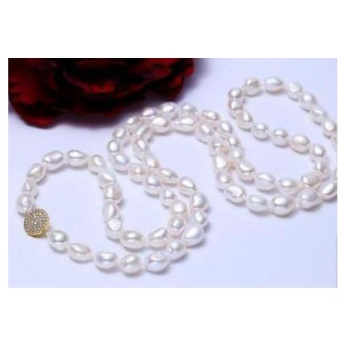 HUGE 32"8-9mm natural south sea genuine baroque white pearl necklace