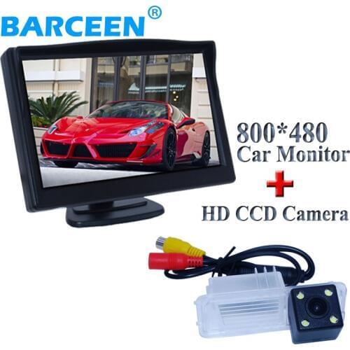 Original +4 led +glass 170 degree lens+5" wide lcd screen car rear view camera with screen monitor for Volkswagen GOLF 6/Magotan