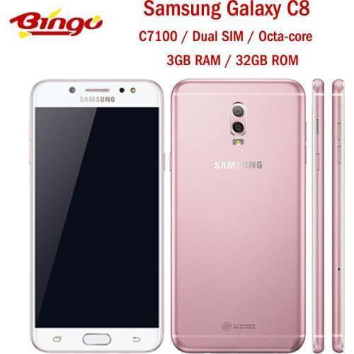 Samsung Galaxy C8 C7100 32GB ROM Original Unlocked GSM LTE Android Mobile Phone Octa Core 5.5" Dual Sim 16MP&13MP&5MP 3GB RAM