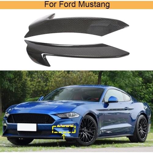 Carbon Fiber Front Head Lamp Down Trims for Ford Mustang 2018 - 2020 Car Front Bumper Headlight Down Trims Covers Protectors