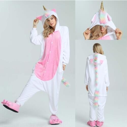 Adults Pajamas Kigurumi Animal Pajamas Sets Unicorn Cartoon Men Women Flannel Kigurumi Adult Pajama Anim