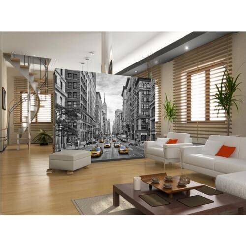 Custom 3d photo wallpaper 3d wall mural wallpaper Modern black and white building clear TV setting Wall Street view 3d wallpaper for living room decoration