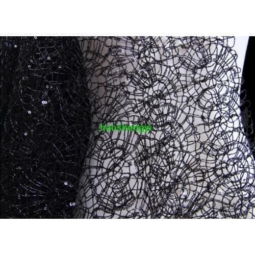 Chic fancy disc heavy design cotton blend lace sequin embroidery fabric