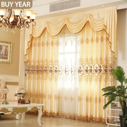 High-end European-style Hollow Embroidery Curtains Fabric for Living Room Bedroom Blackout Curtains Screen