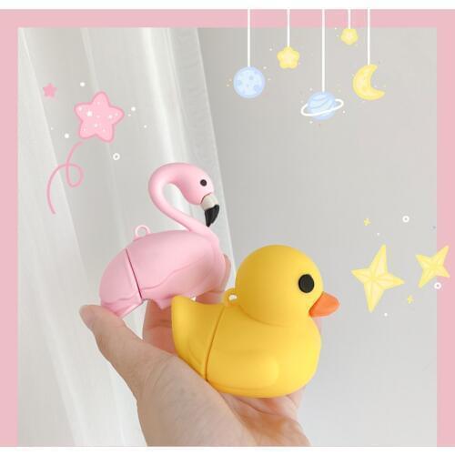 Flamingo Yellow Rubber Duck Silicone Shockproof Headphone Case For Apple Airpods 1 2 3 Pro Protection Earphone Cover Accessories