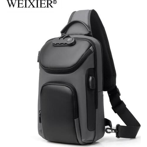 TPU Multi Functional Mens Oxford Crossbody Bag Anti-theft Shoulder Bags Trip Messenger USB Charging Chest Bag Pack Password New