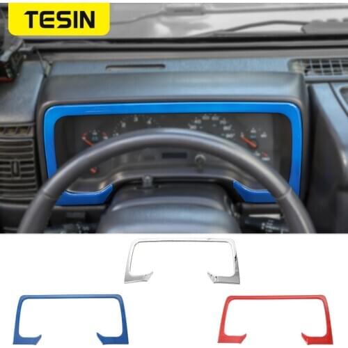 TESIN Car Interior Instrument Dashboard Panel Decoration Cover Stickers for Jeep Wrangler TJ 1997-2006 ABS Accessories Styling