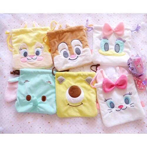 Tsum Tsum Cartoon Cute Plush Chipmunk Daisy Marie Cat Dumbo Elephant Plush Drawstring Bag Storage Cosmetic Bags Gift