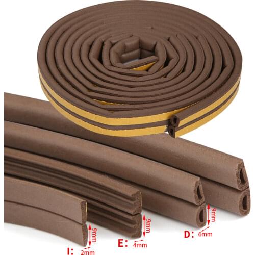 5 Meters Seal Strip Self-Adhesive E/D/P/I Type Doors Window Gasket Soundproof Rubber Foam Weatherstrip Sealed Collision Strip