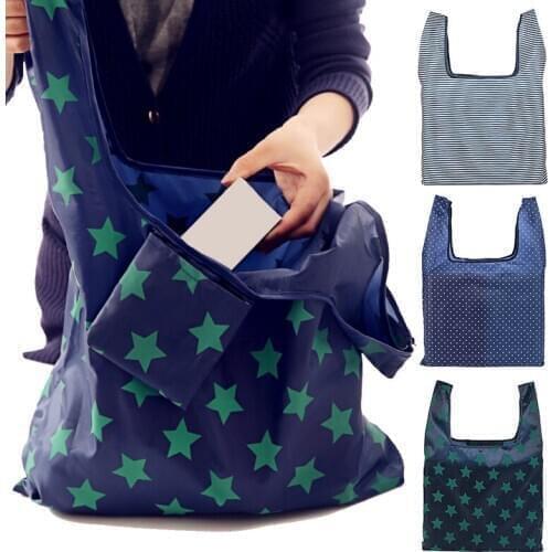 1Pcs Waterproof Foldable Shopping Bag Environmentally Friendly Portable Supermarket Shopping Bag Oxford Cloth Tote Bag Durable