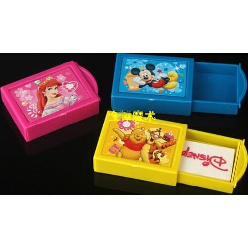 1pcs Magic Box Magic Props Toy Eraser (color send random) COINS disappear box Children Stationery Gift magic trick kids