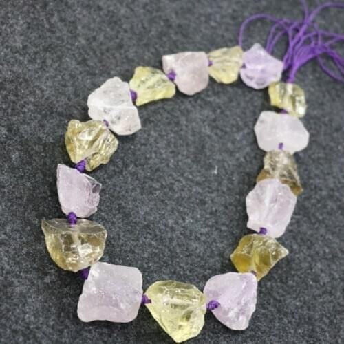 15.5/12-18x14-20mm Natural Crystals and Stone Beads, Rough Nugget Gems Stone Rock Raw Crystal Quartz Beads Necklace