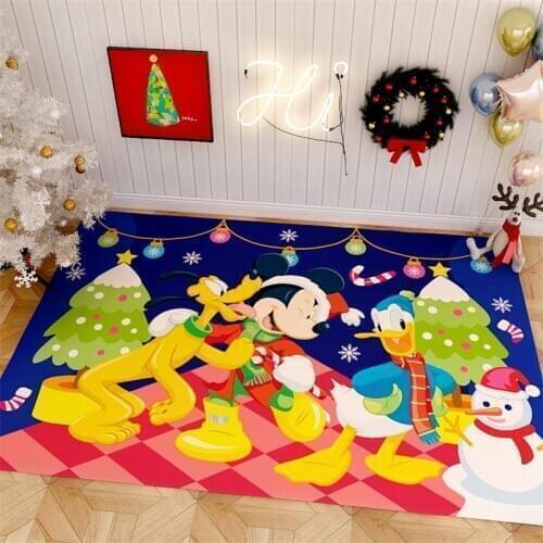 160x80cm Christmas Mickey Playmat Kitchen Mat Bedroom Entrance Doormat Living Room Carpet Floor Decoration Bathroom Non-Slip Rug