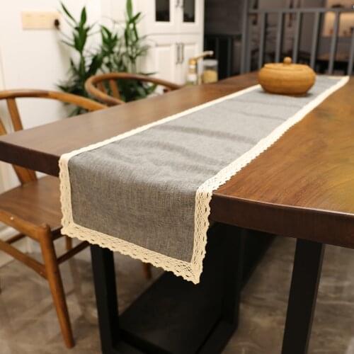 30x250CM Table Runner Burlap Lace Jute TV Cabinet Table Runners Rustic Hessian Imitation Linen Wedding Party Home Decoration