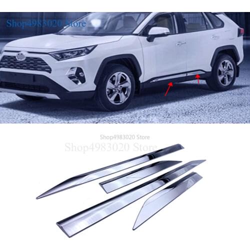 4pcs/set Car Side Door Body Molding ABS Chrome Cover Trim Side Strips Trim Chromium Styling for Toyota for RAV4 2019 2020