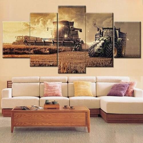 5 pieces of HD print canvas farm tractor canvas picture decoration print poster wall artist residence decorative painting frame